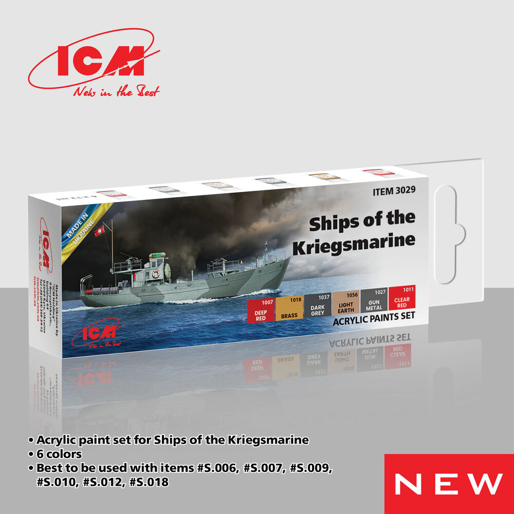 ICM Acrylic Paint Set Ships of the Kriegsmarine (3029) — New — Paint Sets