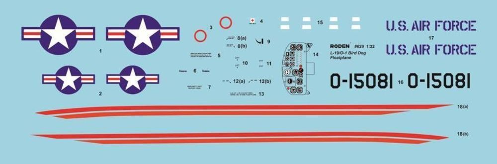 Roden 1/32 L-19/O-1E Bird Dog Floatplane (629) — New — image 3 of 3