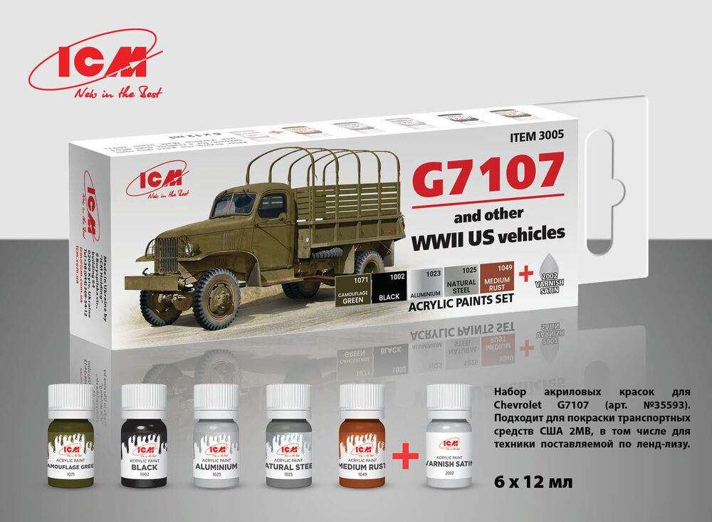 ICM Acrylic Paint Set for US WWII Vehicles (3005) — New — image 9 of 9